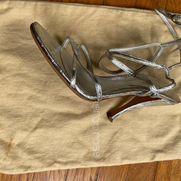 Sergio Rossi silver strappy leather heels - Picture 10 of 16